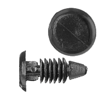 Black Nylon Weatherstrip Shield Retainer Clips | Fits Hole Size: 3/16" (4.5mm) | Head Diam: 3/8" | Stem Size: 3/8" | Chrysler 1977-on | OEM# 2964547