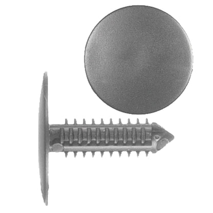 Black Nylon Trim Panel Shield Retainer Clips | Fits Hole Size: 7/32" | Head Diam: 3/4" | Stem Size: 11/16" | Ford 1982-on | OEM# N8010994-S100