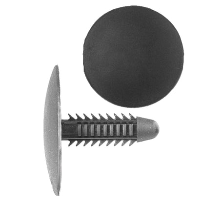 Black Nylon Carpet Shield Retainer Clips | Fits Hole Size: 7/32" | Head Diam: 1" | Stem Size: 25/32" | Taurus / Sable 1996-on | OEM# N803370S