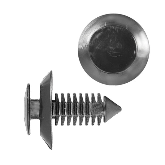 Black Nylon Door Panel Trim Retainer Clips | Fits Hole Size: 1/4" | Head Diam: 25/32" | Stem Size: 5/8"