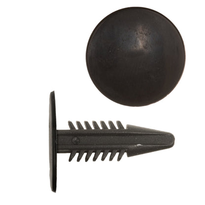Black Nylon Seat Back Shield Retainer Clips | Fits Hole Size: 17/64" | Head Diam: 25/32" | Stem Size: 15/16" | Camaro / Firebird 1982-on | OEM# 20319841