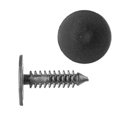 Black Nylon Screen Shroud Vent Grille To Panel Shield Retainer Clips | Fits Hole Size: 3/16" (5mm) | Head Diam: 19/32" | Stem Size: 3/4" | GM 1985-on | OEM# 20514862
