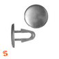 Two black nylon hood seal retainer clips with round heads and split push-in stems, shown with side and top view