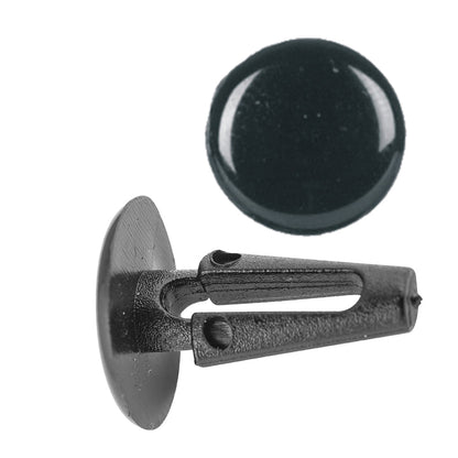 Black Nylon Shield Retainer Clips | Fits Hole Size: 13/64" | Head Diam: 13mm | Stem Size: 15mm