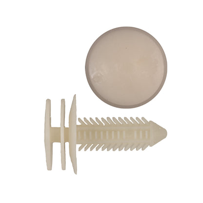 Natural Nylon Door Panel Trim Retainer Clips | Fits Hole Size: 7.5mm | Head Diam: 20mm | Stem Size: 23mm | GM 1982-on | OEM# 10153057