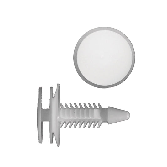 Natural Nylon Door Trim Headlight Retainer Clips | Fits Hole Size: 1/4" | Head Diam: 3/4" | Stem Size: 1/2" | GM 1971-on | OEM# 2064891, 9818648, 9883583