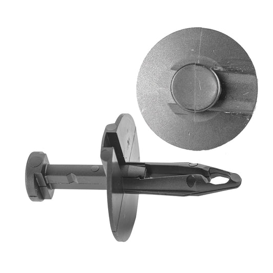 Black Nylon Push-Type Retainer Clips | Splash Shield & Fascia | Fits Hole Size: 1/4" | Head Diam: 1" | Stem Length: 7/8" | GM / Ford 1976-on | OEM# 14093088, N802781-S