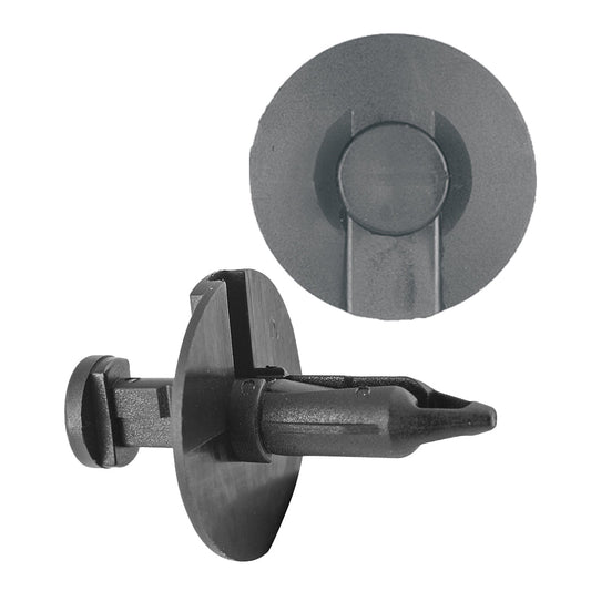 Black Nylon Push-Type Retainer Clips | Splash Shield & Fascia | Fits Hole Size: 5/16" | Head Diam: 1" | Stem Length: 7/8" | Ford / Chrysler | OEM# N8034231-S
