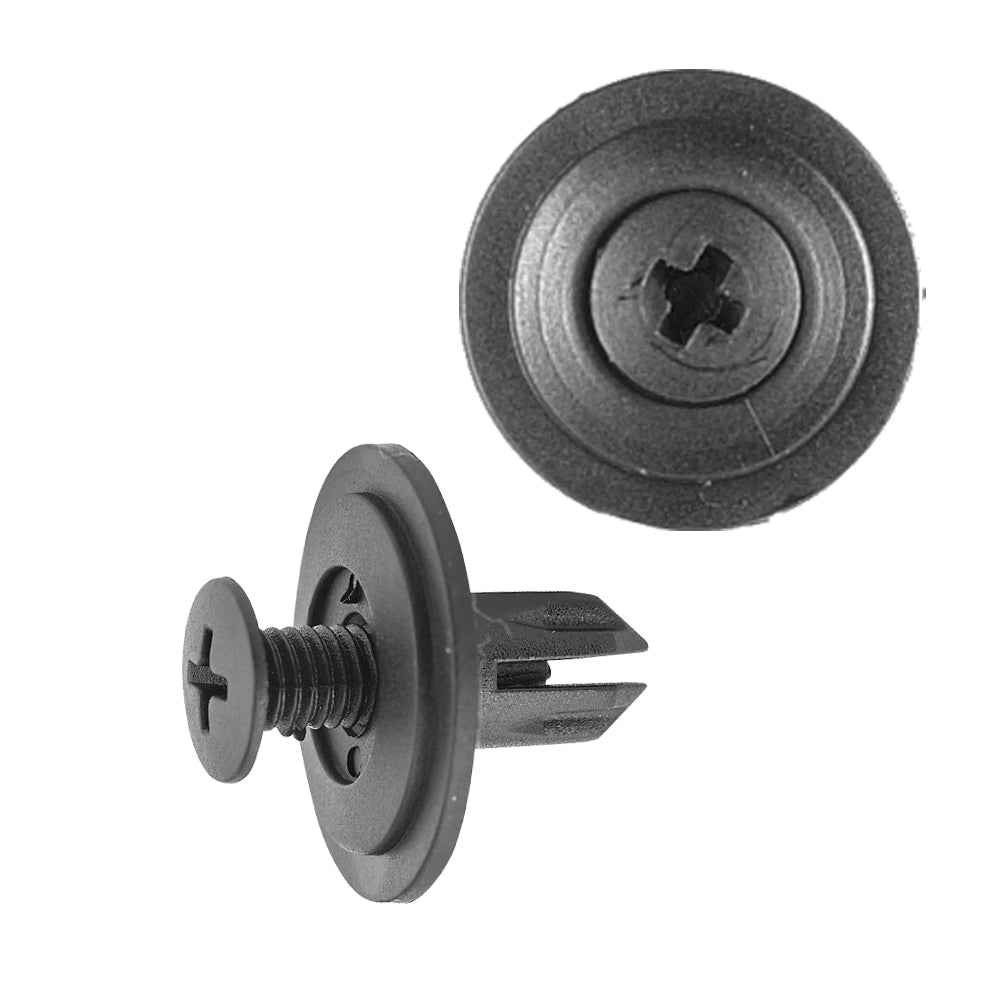 Nylon Push-Type Retainer Clips Honda Hole Size: 6mm Color: Black Head Diam: 18mm Stem Size: 11mm