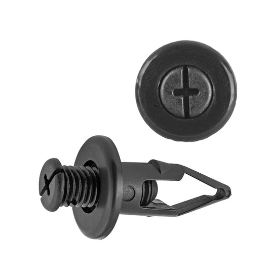 Black Nylon Push-Type Retainer Clips | Bumper Fascia | Fits Hole Size: 8mm | Head Diam: 20mm | Stem Length: 11mm | Honda Accord 1990-on | OEM# 91512-SXO-003