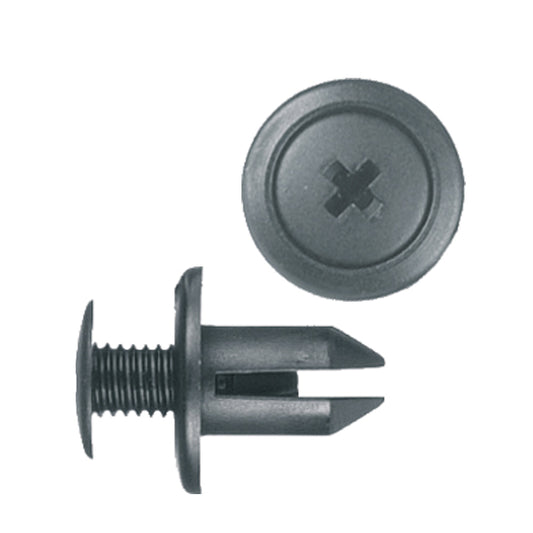 Black Nylon Push-Type Retainer Clips | Fits Hole Size: 7mm | Head Diam: 14mm | Stem Length: 11mm | Honda / Mazda / GM | OEM# 90657-SA6-0030, N304-13-356-A, 94198687