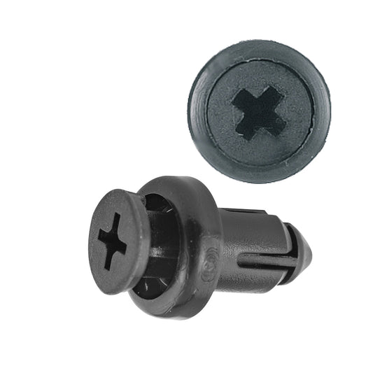 Black Nylon Push-Type Retainer Clips | Bumper Cover | Fits Hole Size: 9mm | Head Diam: 15mm | Stem Length: 12mm | Toyota Camry 1992-on | OEM# 90467-09145