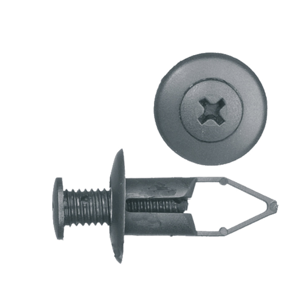 Nylon Push-Type Retainer Clips Bumper Cover Mazda ES300 1993-on Hole Size: 9mm Color: Black Head Diam: 18mm Stem Size: 23mm