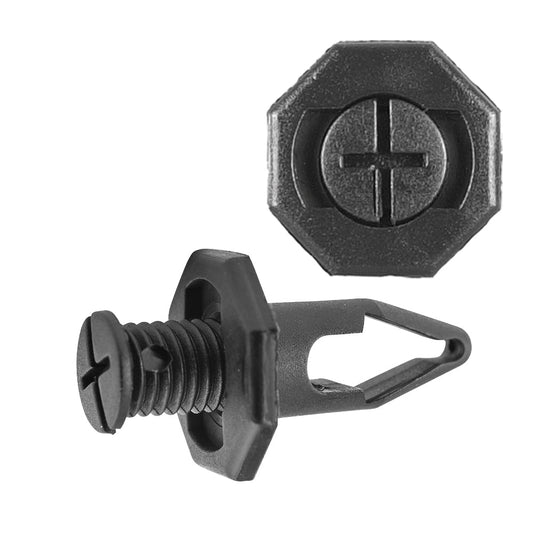 Black Nylon Push-Type Retainer Clips | Bumper Fascia | Fits Hole Size: 10mm | Head Diam: 20mm | Stem Length: 25mm | Honda Accord 1990-on | OEM# 91512-SPO-003