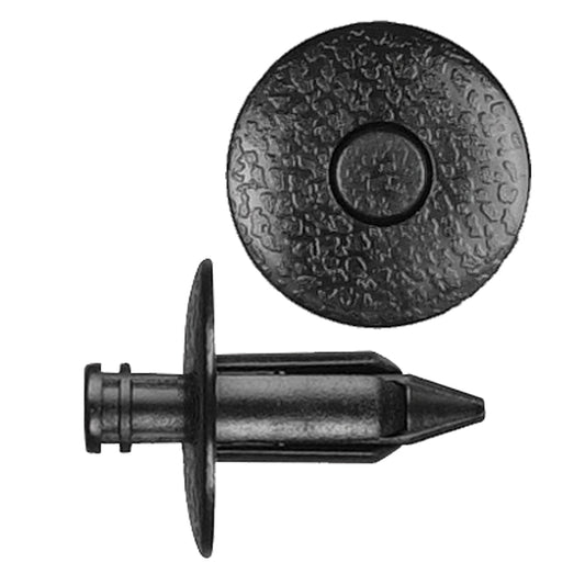Black Nylon Push-Type Retainer Clips | Fits Hole Size: 7mm | Head Diam: 18mm | Stem Length: 11mm | Toyota / Nissan | OEM# 90467-07043, 80999-05N07