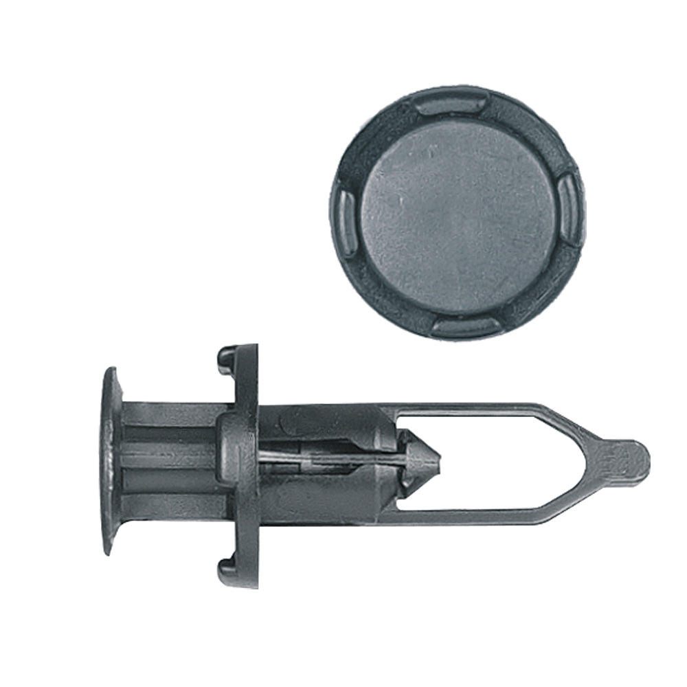 Nylon Push-Type Retainer Clips Rear Bumper Cover Toyota Tercel 1988-on Hole Size: 9.5mm Color: Black Head Diam: 18mm Stem Size: 23mm