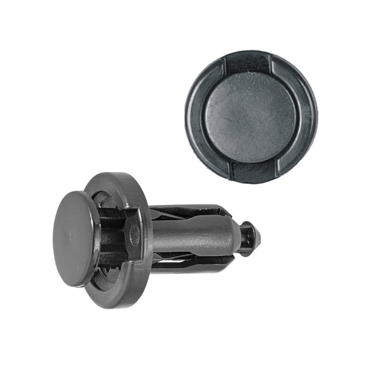 Black Nylon Push-Type Retainer Clips | Bumper | Fits Hole Size: 10mm | Head Diam: 20mm | Stem Length: 18mm | Honda Accord / Odyssey 1996-on | OEM# 91503-SZ5-003