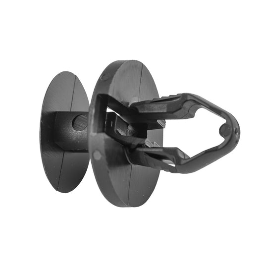 Black Nylon Push-Type Retainer Clips | Fits Hole Size: 21/64" (9mm) | Head Diam: 19mm | Stem Length: 14mm | Ford / GM | OEM# W715537-S300, 11609417