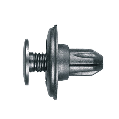 Black Nylon Push-Type Retainer Clips | Fits Hole Size: 7/16" (11mm) | Head Diam: 22mm | Stem Length: 14mm | Nissan | OEM# 01553-03101, 01553-02774