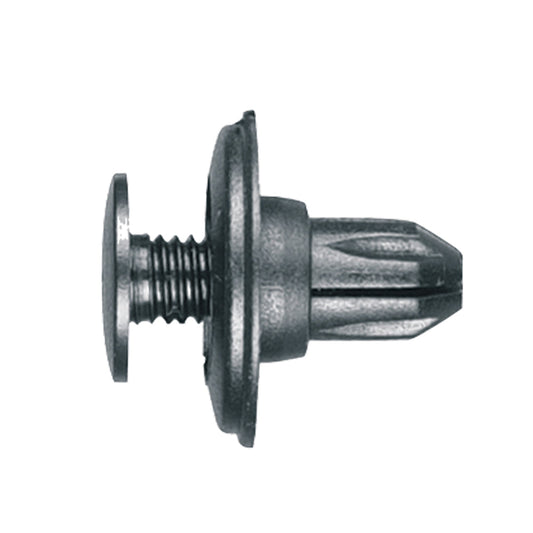 Black Nylon Push-Type Retainer Clips | Fits Hole Size: 7/16" (11mm) | Head Diam: 22mm | Stem Length: 14mm | Nissan | OEM# 01553-03101, 01553-02774