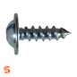 Bright zinc slotted truss head license plate screw with attached washer, single metal fastener