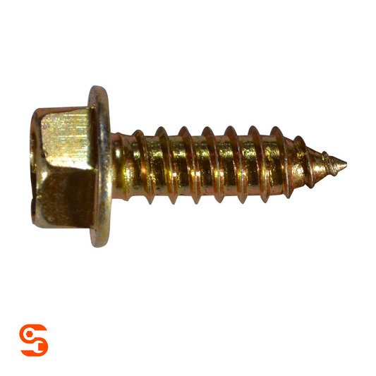 Bright zinc Phillips washer head license plate screw with coarse threads and pointed tip