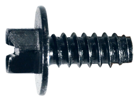 Black Slotted OD Washer Head License Plate Screw | Screw Size: 1/4" (#14) x 3/4" | Indented Hex: 5/16"