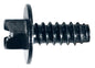Black Slotted OD Washer Head License Plate Screw | Screw Size: 1/4" (#14) x 3/4" | Indented Hex: 5/16"