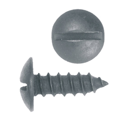 Black Slotted Truss Head License Plate Screw | Screw Size: 1/4" (#14) x 3/4" | Head: 9/16"