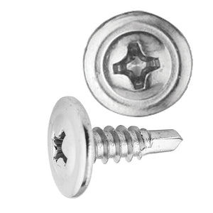 Teks Screws Phillips Oval Top Washer Head Color: Chrome Screw Size: 8 x 1/2”