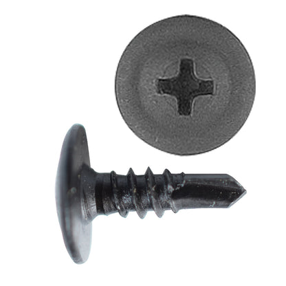 Black Phillips Oval Top Washer Head Trim Screw | Screw Size: 8 x 1/2" | OD Washer: 7/16" | Ford / GM | OEM# 381801-S2, 20423550