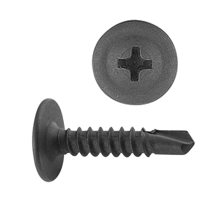 Black Phillips Oval Top Washer Head Trim Screw | Screw Size: 8 x 3/4" | OD Washer: 7/16"