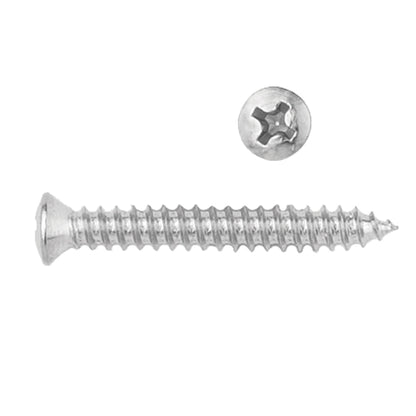 Chrome Sheet Metal Phillips Oval Undersized Head Trim Screw | Head Size: #6