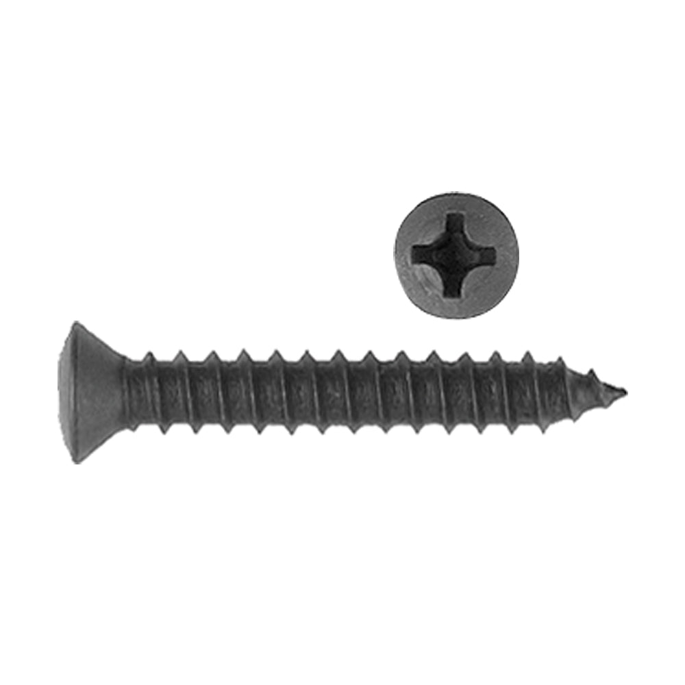Sheet Metal Trim Screw Phillips Oval 
Undersized Head Color: Black Head Diam: #6 Screw Size: 8 x 3/4”