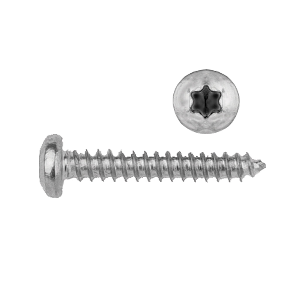 Trim Screw Metric Torx® - Pan Head Color: Chrome Head Diam: 8mm Screw Size: 4.2-1.41 x 25mm