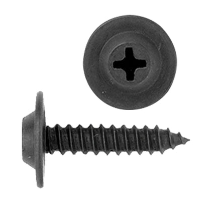 Black Phillips Flat Top Washer Head Trim Screw | Screw Size: 8 x 3/4" | OD Washer: 1/2" | Ford | OEM# 56912-S2, 56912-S61