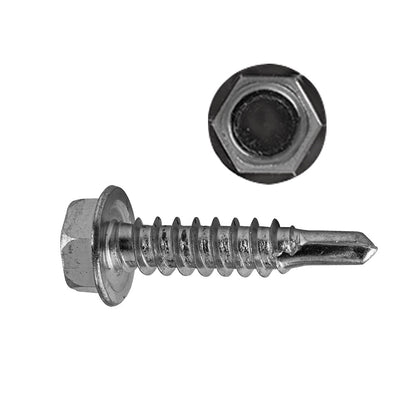 Bright Zinc Teks® Indented Hex Head Trim Screw | Head Size: 1/4"