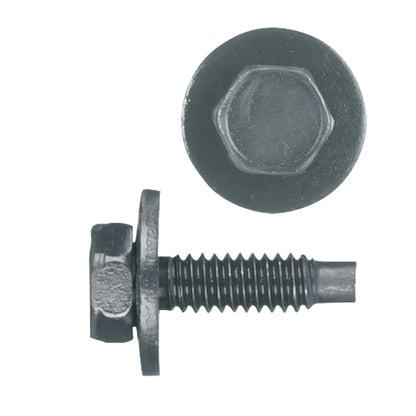 Standard Black Indented Hex Head Dog Point Bolt w/Loose Washer | Screw Size: 1/4"-20 x 15/16" | Head Size: 7/16" | OD Washer: 3/4" | Ford | OEM# 57030-S2