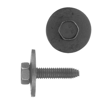 Metric Black Indented Hex Head CA Body Bolt w/Loose Washer | Screw Size: 6-1.0 x 25mm | Head Size: 10mm | OD Washer: 24mm | GM | OEM# 11503982