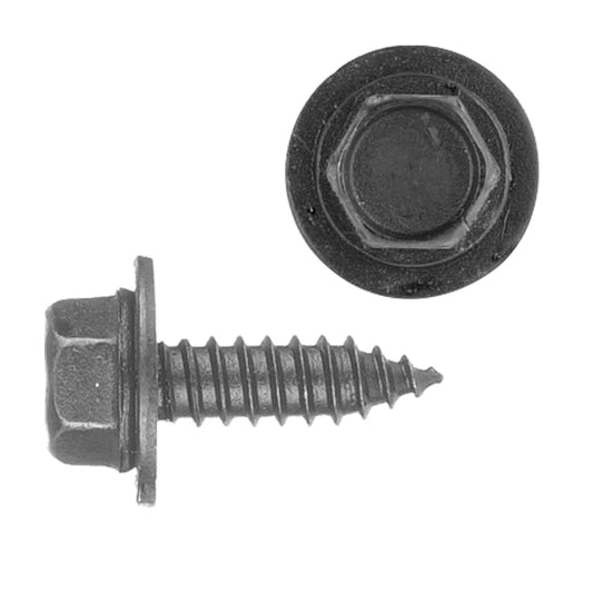 Metric Black Sheet Metal Sems® Indented Hex Head Screw w/Loose Washer | Screw Size: 6.3-1.81 x 20mm | Head Size: 10mm | OD Washer: 17mm | GM | OEM# 11505022