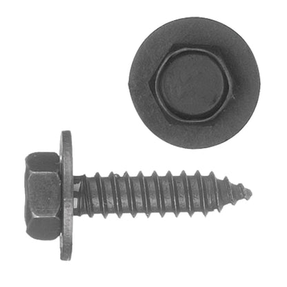 Metric Black Sheet Metal Sems® Indented Hex Head Screw w/Loose Washer | Screw Size: 6.3-1.81 x 25mm | Head Size: 10mm | OD Washer: 17mm | GM | OEM# 11500996, 11505023, 11508430