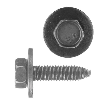 Metric Black Indented Hex Head CA Body Bolt w/Loose Washer | Screw Size: 8-1.25 x 30mm | Head Size: 13mm | OD Washer: 24mm | GM | OEM# 11501188, 11500754