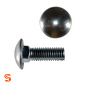 Stainless steel capped pan head bumper bolt with threaded shaft shown with side and top view