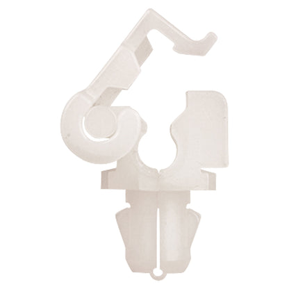 White Nylon Door Lock Prop Clips | Type: Foldover | Rod Diam: 10-24 | Hole Size: 8mm | Ford | OEM# E6DZ-5421952A, E82Z-5421952B