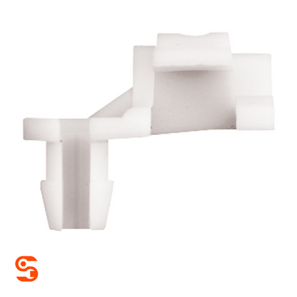 Natural nylon right-side hood prop clip with molded bracket and rod holder