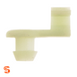 Natural nylon right-side door lock prop clip with rod channel and mounting peg