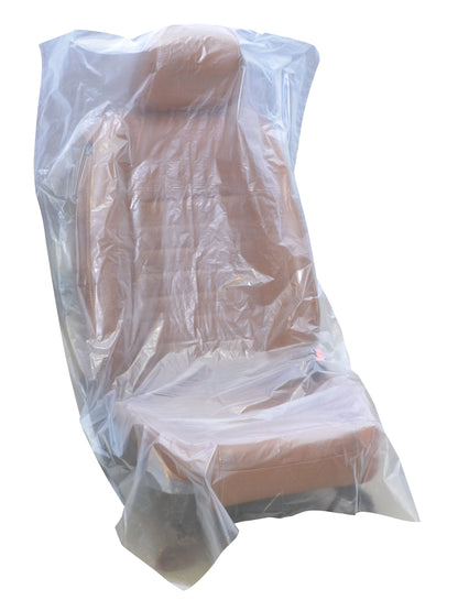 31.5” W x 52” L Clear PE Plastic Economy Disposable Seat Covers | Thickness: 0.8 Mil