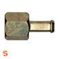 Brass GM fuel sender adapter with hex body and 3/8 inch male hose barb connector