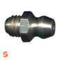 Single silver metal SAE grease fitting with threaded end and hex base