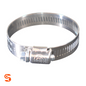 Stainless steel hose clamp with slotted band and zinc plated screw housing, SAE size 16